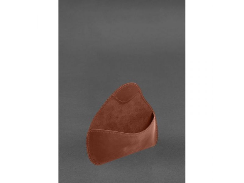 Кожаный чехол для очков с клапаном на резинке Светло-коричневый Crazy Horse, фото 3