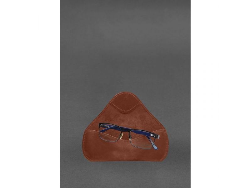 Кожаный чехол для очков с клапаном на резинке Светло-коричневый Crazy Horse, фото 5