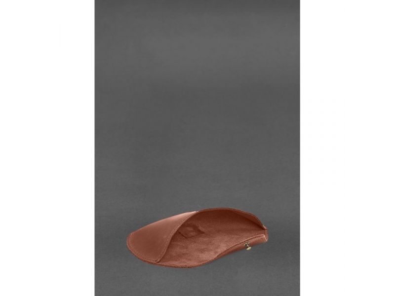 Кожаный чехол для очков с клапаном на резинке Светло-коричневый Crazy Horse, фото 7