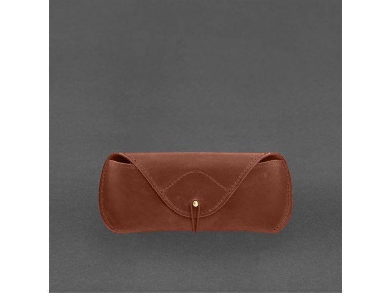 Кожаный чехол для очков с клапаном на резинке Светло-коричневый Crazy Horse, фото 9