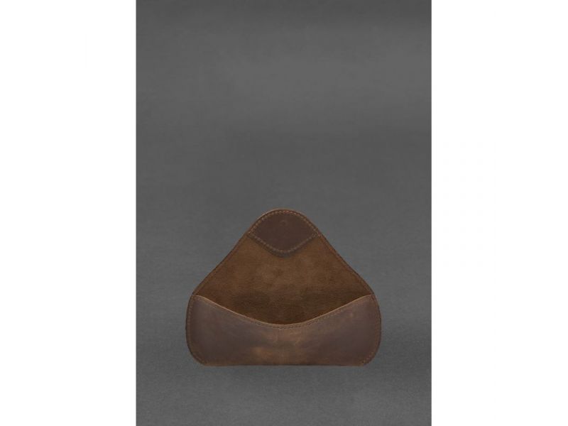 Кожаный чехол для очков с клапаном на резинке Темно-коричневый Crazy Horse, фото 4