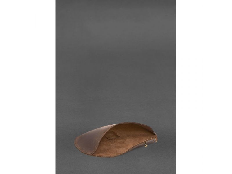 Кожаный чехол для очков с клапаном на резинке Темно-коричневый Crazy Horse, фото 7