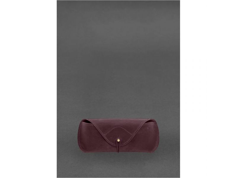 Кожаный чехол для очков с клапаном на резинке Бордовый Crazy Horse, фото 1