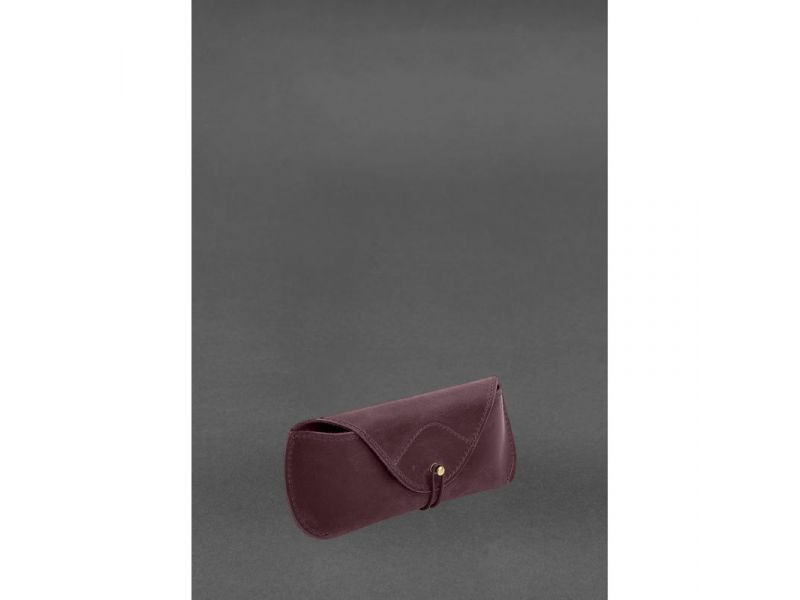 Кожаный чехол для очков с клапаном на резинке Бордовый Crazy Horse, фото 2