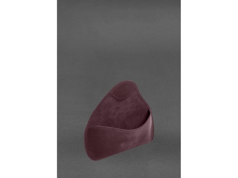 Кожаный чехол для очков с клапаном на резинке Бордовый Crazy Horse, фото 3