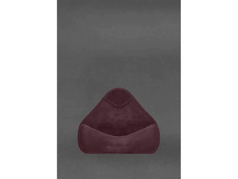 Кожаный чехол для очков с клапаном на резинке Бордовый Crazy Horse, фото 4