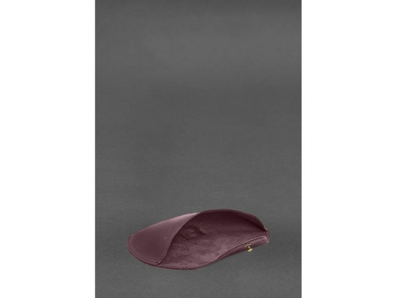 Кожаный чехол для очков с клапаном на резинке Бордовый Crazy Horse, фото 7