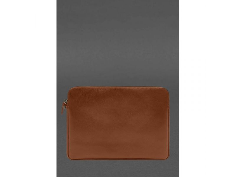 Кожаный чехол для ноутбука на молнии с карманом и петлей на руку Светло-коричневый, фото 4