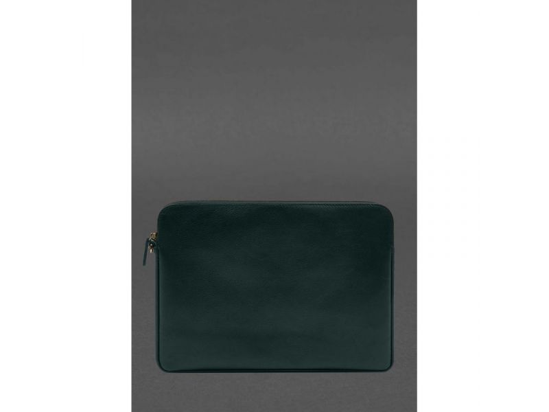 Кожаный чехол для ноутбука на молнии с карманом и петлей на руку Зеленый, фото 4