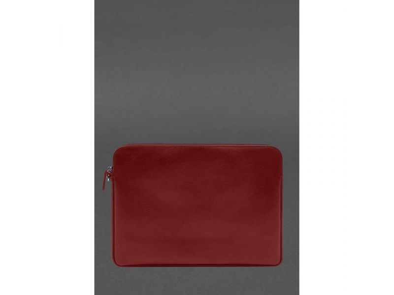Кожаный чехол для ноутбука на молнии с карманом и петлей на руку Красный, фото 4