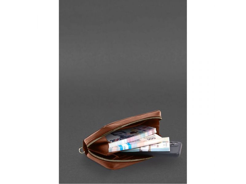 Кожаный  клатч-купюрник 4.0 светло-коричневый краст, фото 2