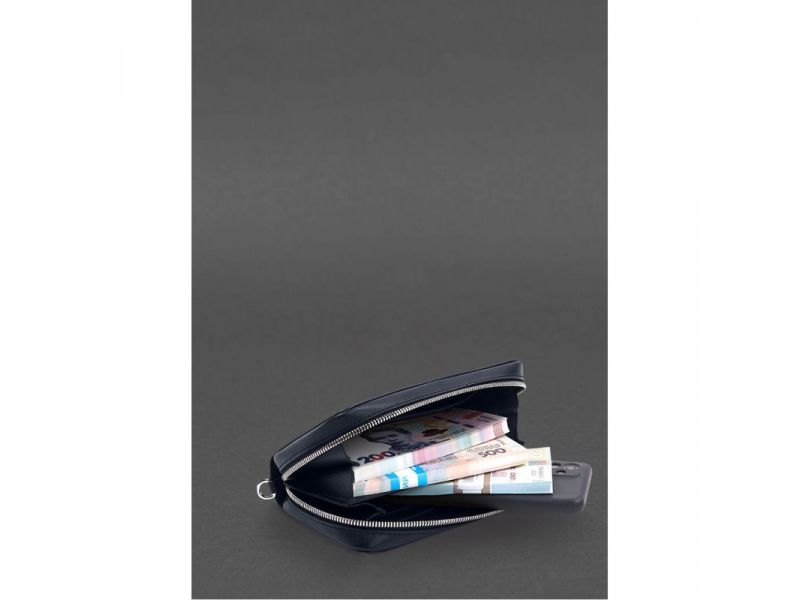 Кожаный  клатч-купюрник 4.0 синий краст, фото 2