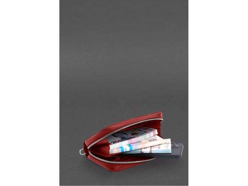 Кожаный  клатч-купюрник 4.0 красный краст, фото 2