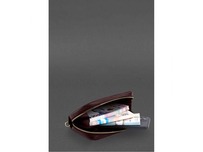 Кожаный  клатч-купюрник 4.0 бордовый краст, фото 2
