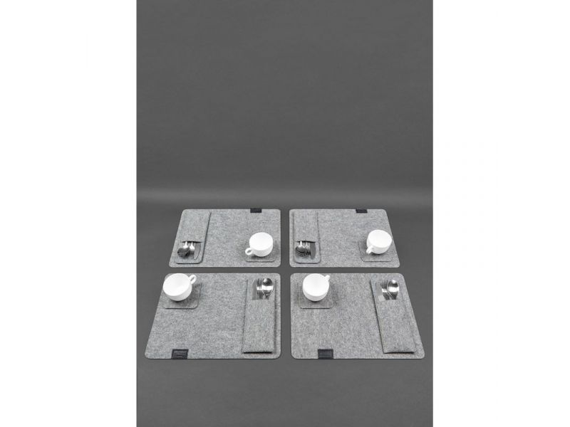 Фетровый набор для сервировки стола на 4 персоны черный, фото 3