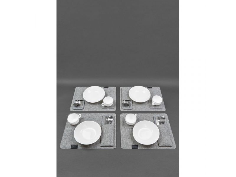 Фетровый набор для сервировки стола на 4 персоны черный, фото 1