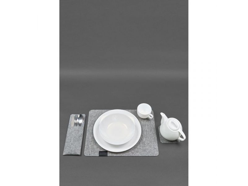 Фетровый набор для сервировки стола на 1 персону черный, фото 1