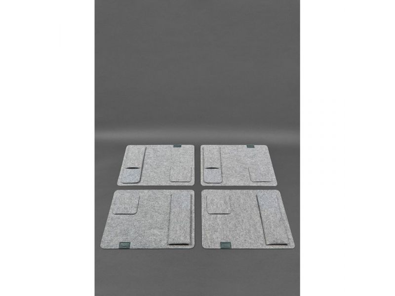 Фетровый набор для сервировки стола на 4 персоны зеленый, фото 2