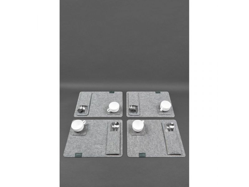 Фетровый набор для сервировки стола на 4 персоны зеленый, фото 3