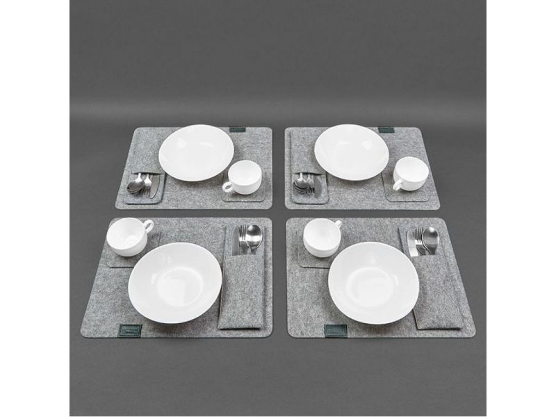 Фетровый набор для сервировки стола на 4 персоны зеленый, фото 4