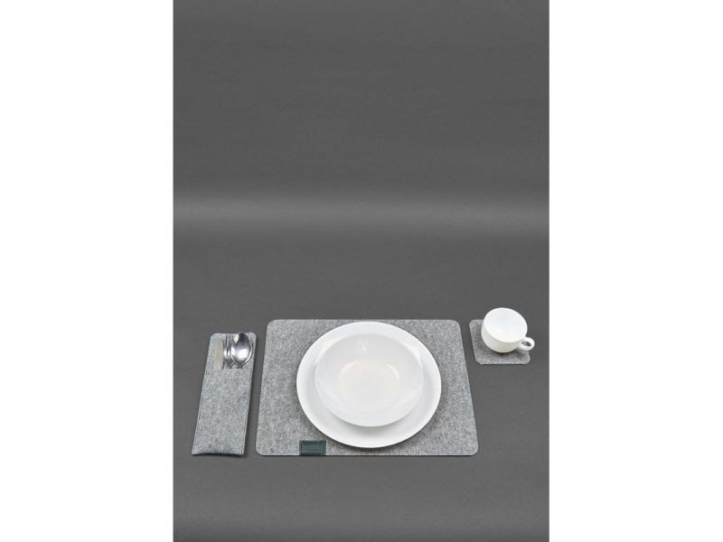 Фетровый набор для сервировки стола на 1 персону зеленый, фото 3