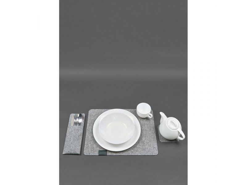 Фетровый набор для сервировки стола на 1 персону зеленый, фото 1