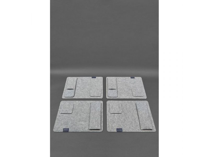 Фетровый набор для сервировки стола на 4 персоны синий, фото 2