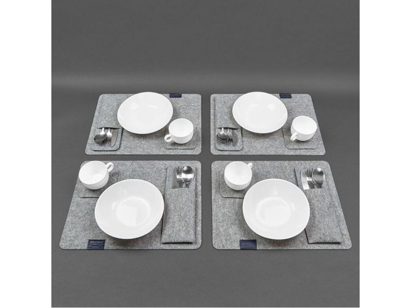 Фетровый набор для сервировки стола на 4 персоны синий, фото 4