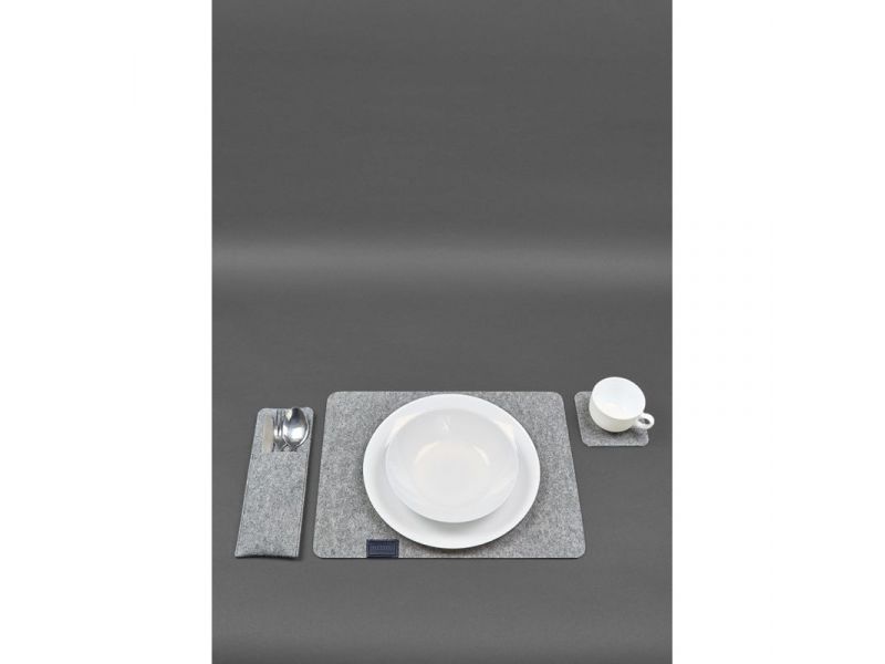 Фетровый набор для сервировки стола на 1 персону синий, фото 3