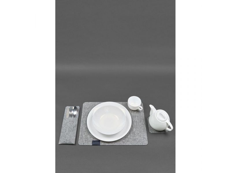 Фетровый набор для сервировки стола на 1 персону синий, фото 1