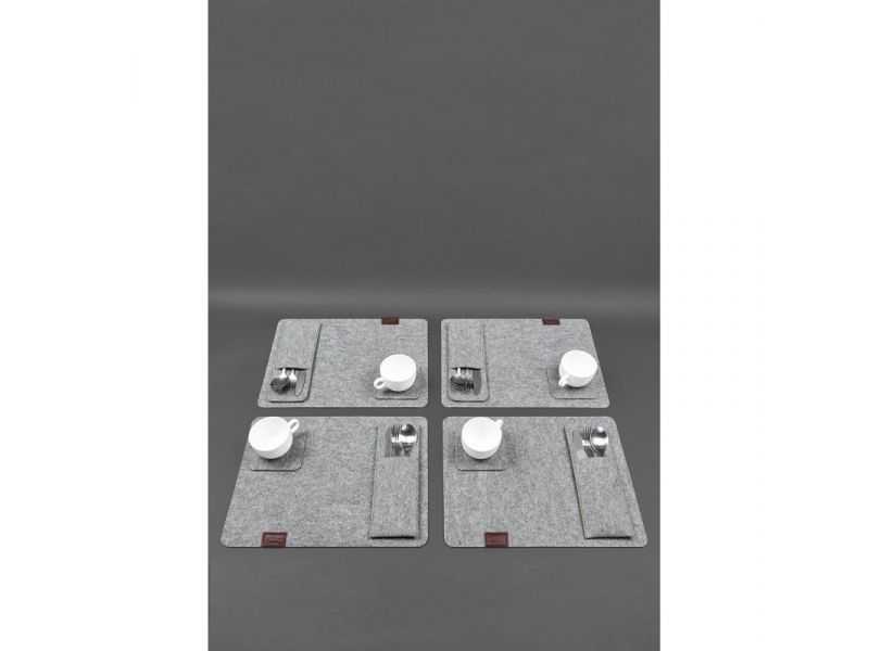 Фетровый набор для сервировки стола на 4 персоны бордовый, фото 3