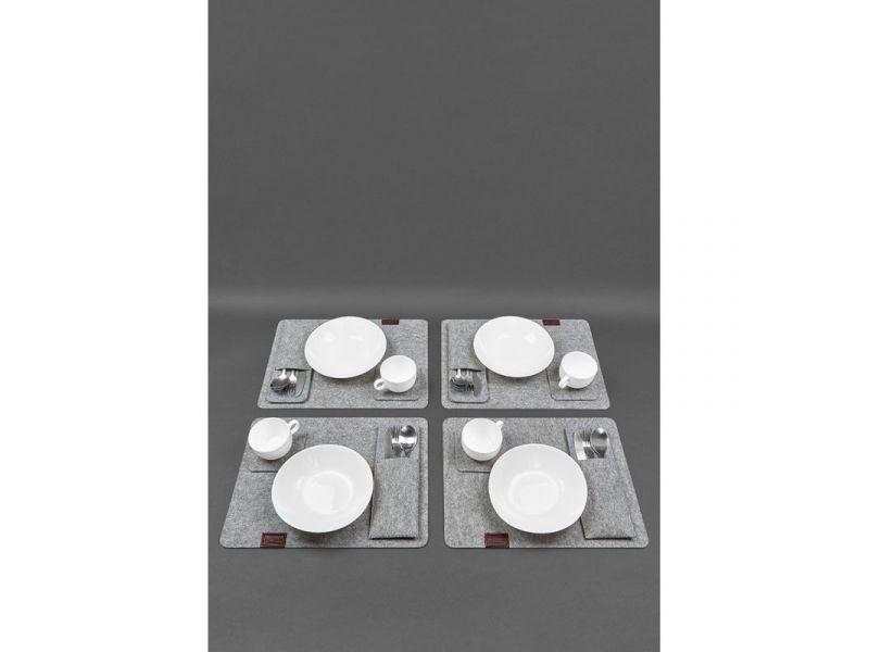 Фетровый набор для сервировки стола на 4 персоны бордовый, фото 1