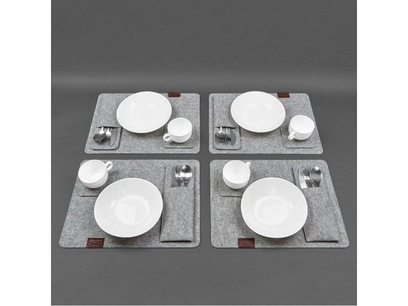 Фетровый набор для сервировки стола на 4 персоны бордовый, фото 4