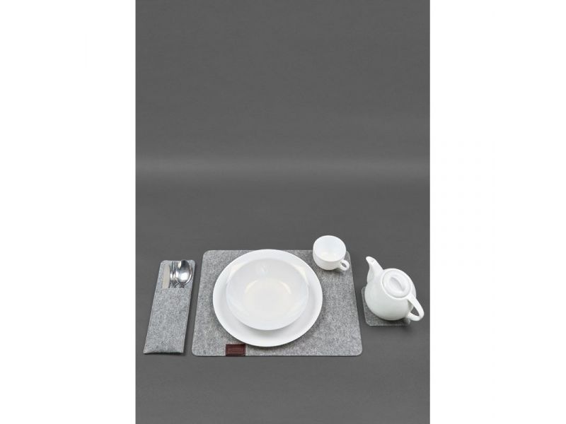 Фетровый набор для сервировки стола на 1 персону бордовый, фото 1