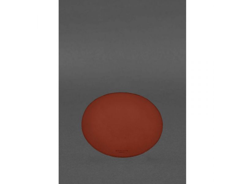 Круглый коврик для мышки из натуральной кожи светло-коричневый краст, фото 2