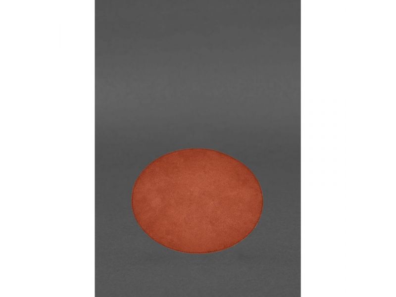 Круглый коврик для мышки из натуральной кожи светло-коричневый краст, фото 4