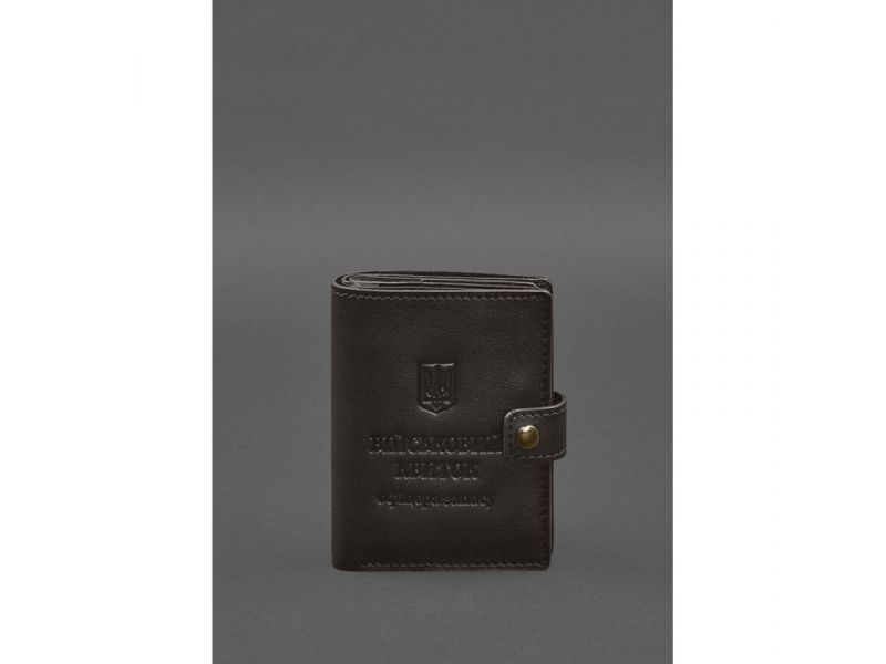 Кожаная обложка-портмоне для военного билета офицера запаса (узкий документ) Темно-коричневый, фото 1