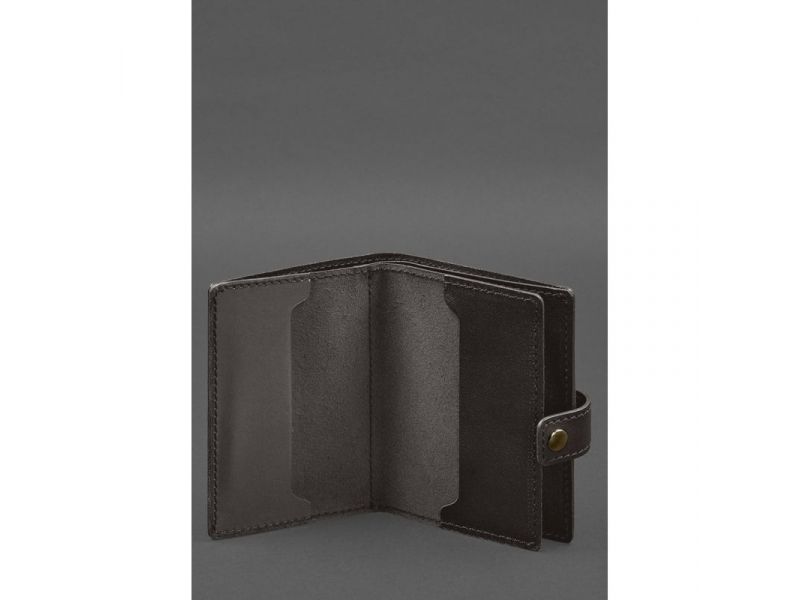 Кожаная обложка-портмоне для военного билета офицера запаса (узкий документ) Темно-коричневый, фото 2