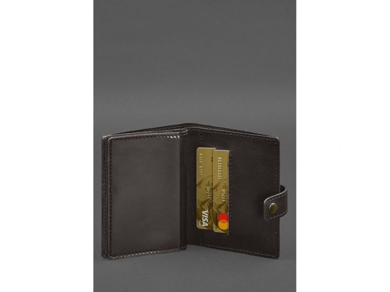 Кожаная обложка-портмоне для военного билета офицера запаса (узкий документ) Темно-коричневый, фото 6