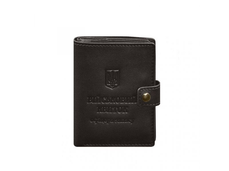 Кожаная обложка-портмоне для военного билета офицера запаса (узкий документ) Темно-коричневый, фото 9