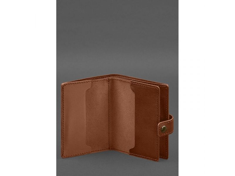 Кожаная обложка-портмоне для военного билета офицера запаса (узкий документ) Светло-коричневый, фото 2