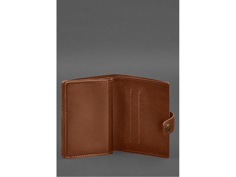 Кожаная обложка-портмоне для военного билета офицера запаса (узкий документ) Светло-коричневый, фото 5