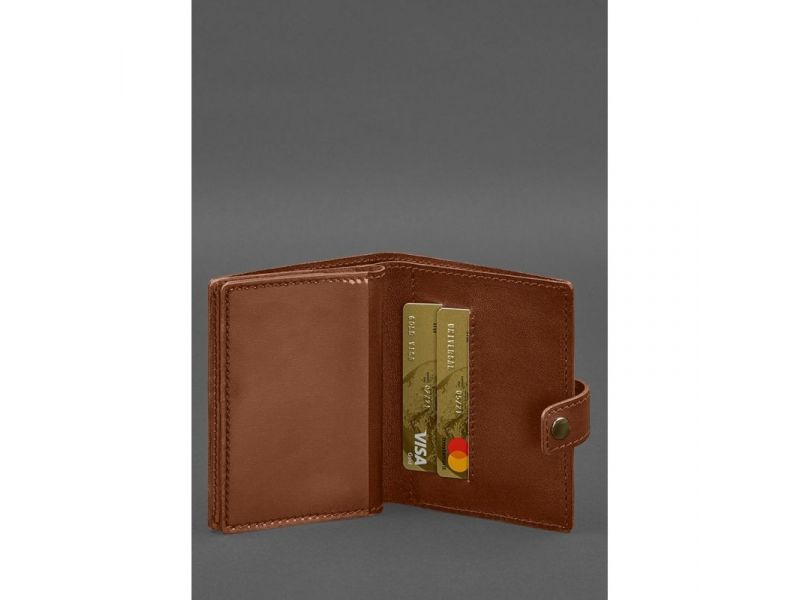 Кожаная обложка-портмоне для военного билета офицера запаса (узкий документ) Светло-коричневый, фото 6