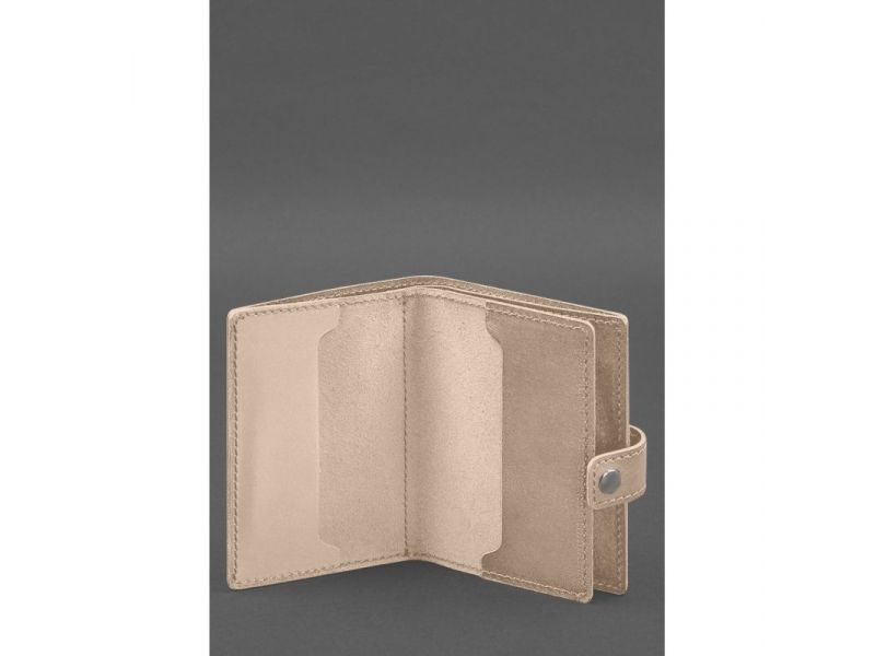 Кожаная обложка-портмоне для военного билета офицера запаса (узкий документ) Светло-бежевый, фото 2