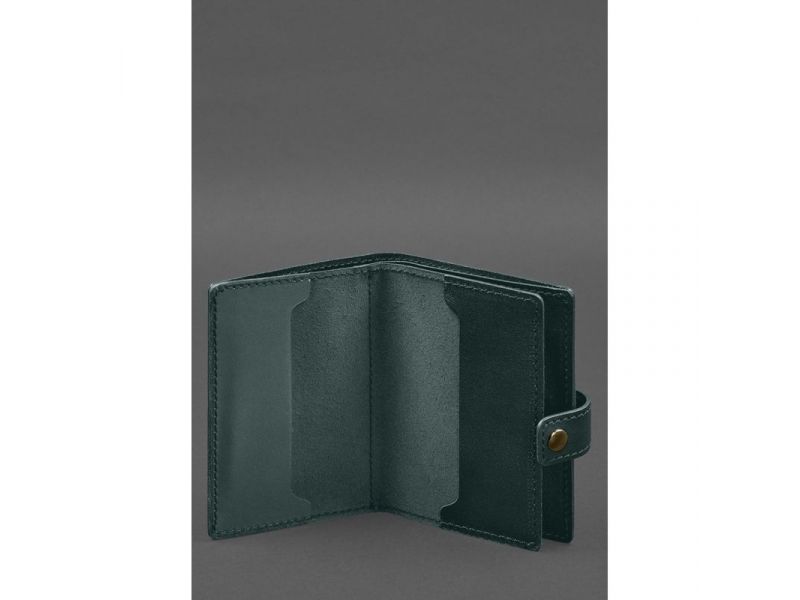 Кожаная обложка-портмоне для военного билета офицера запаса (узкий документ) Зеленый, фото 2