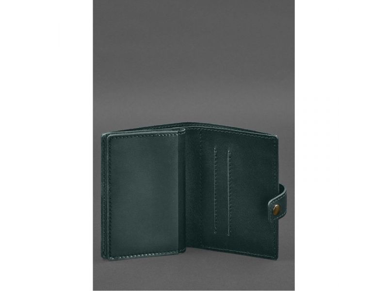 Кожаная обложка-портмоне для военного билета офицера запаса (узкий документ) Зеленый, фото 5