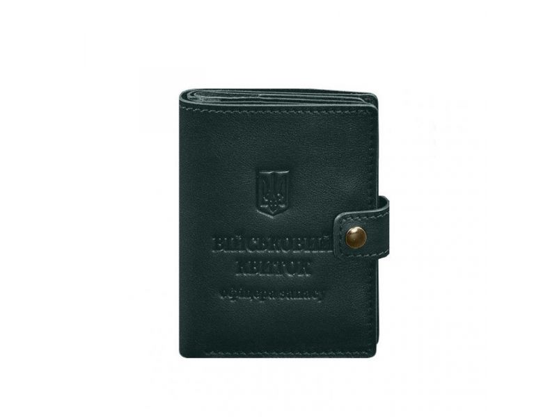 Кожаная обложка-портмоне для военного билета офицера запаса (узкий документ) Зеленый, фото 9