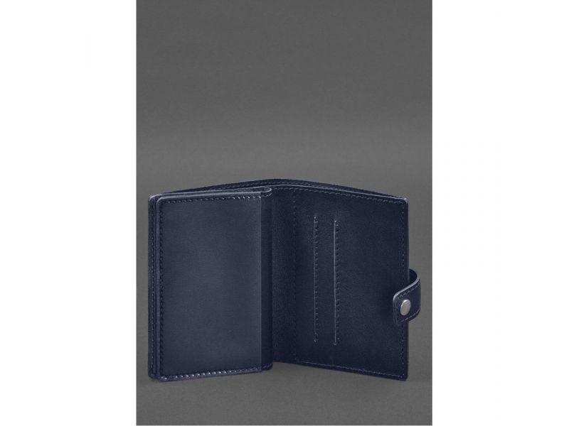 Кожаная обложка-портмоне для военного билета офицера запаса (узкий документ) Синий, фото 5