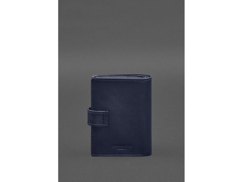 Кожаная обложка-портмоне для военного билета офицера запаса (узкий документ) Синий, фото 7