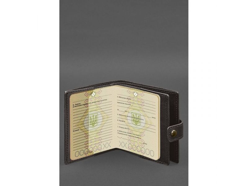 Кожаная обложка-портмоне для военного билета офицера запаса (широкий документ) Темно-коричневый, фото 4